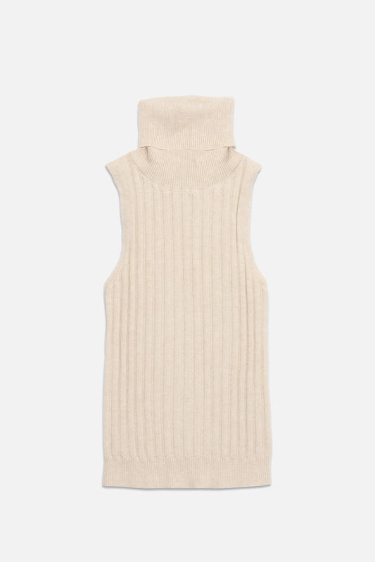 Ben Turtleneck Knit Top - Ecru Melange