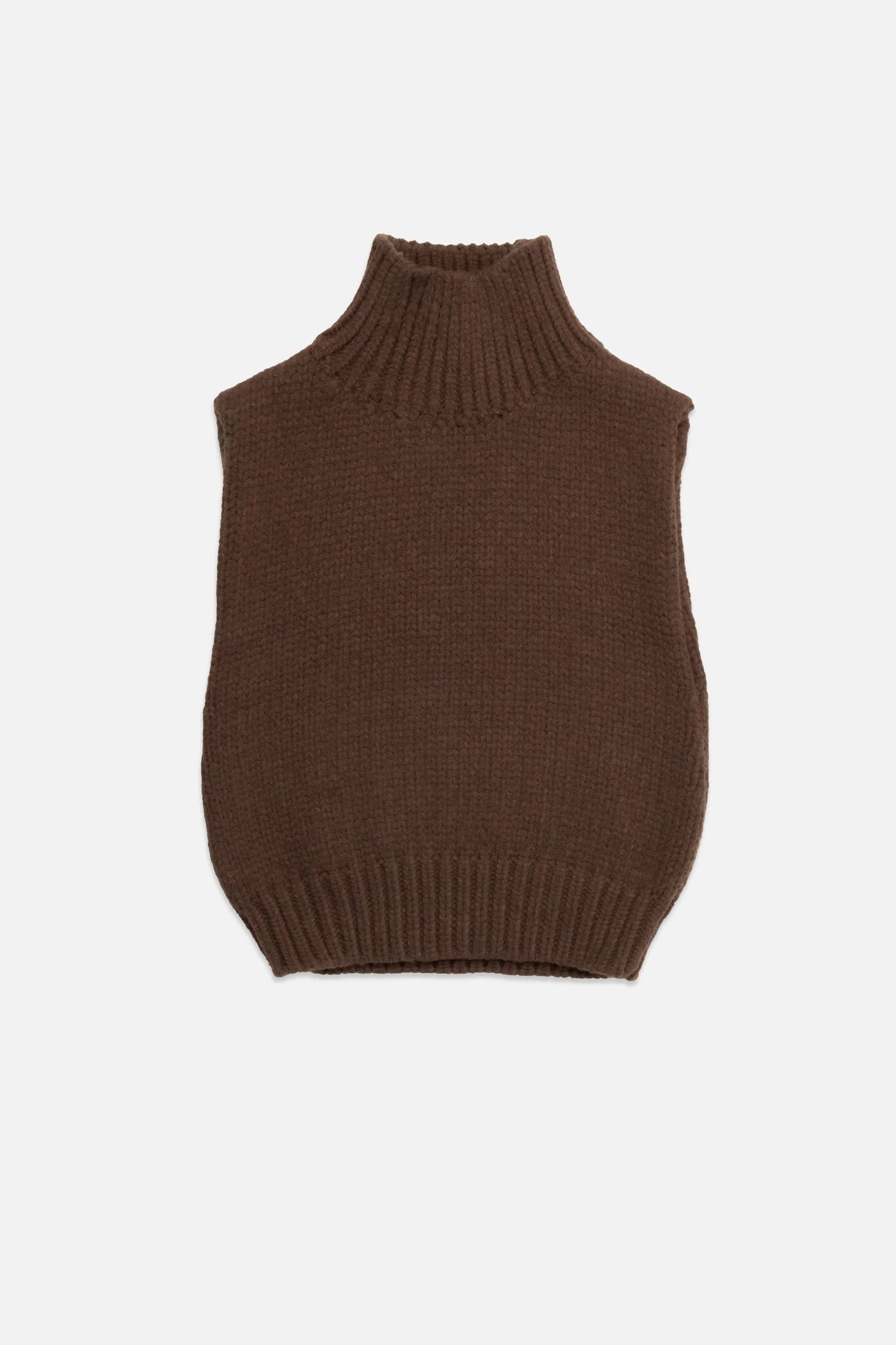 George Turtleneck Knit Vest - Chocolate
