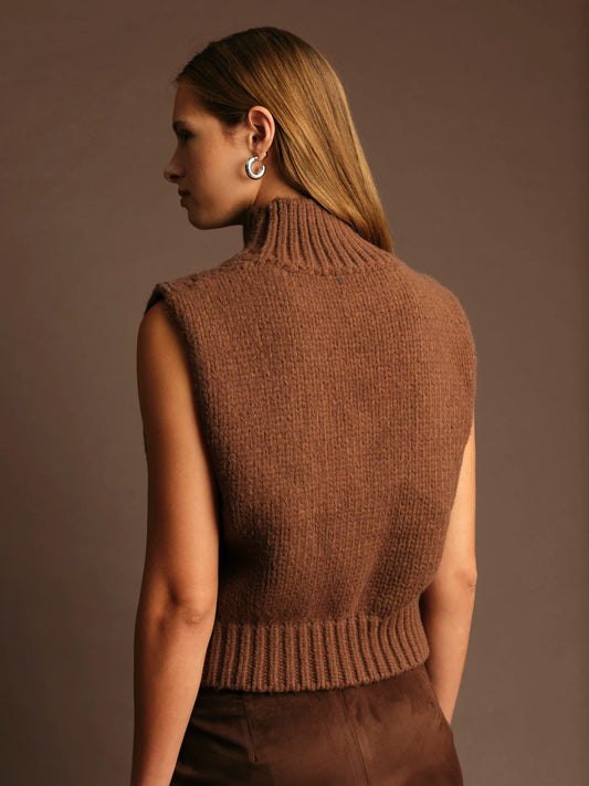 George Turtleneck Knit Vest - Chocolate