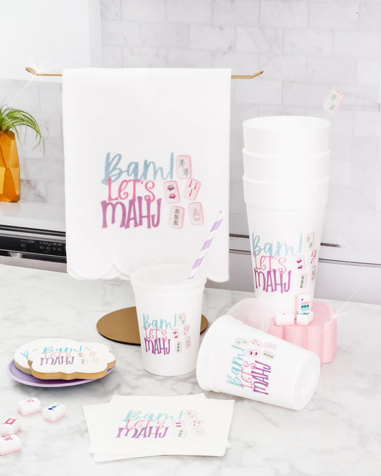 Bam Let's Mahj Styrofoam Cup | Set of 10 | 20 oz