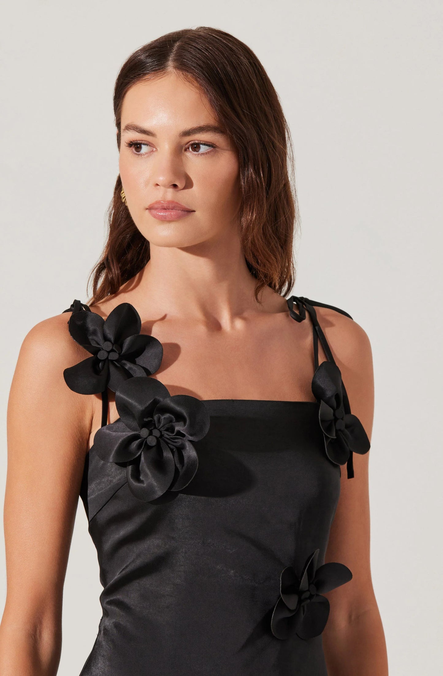 Cerelia 3D Floral Mini Dress - Black
