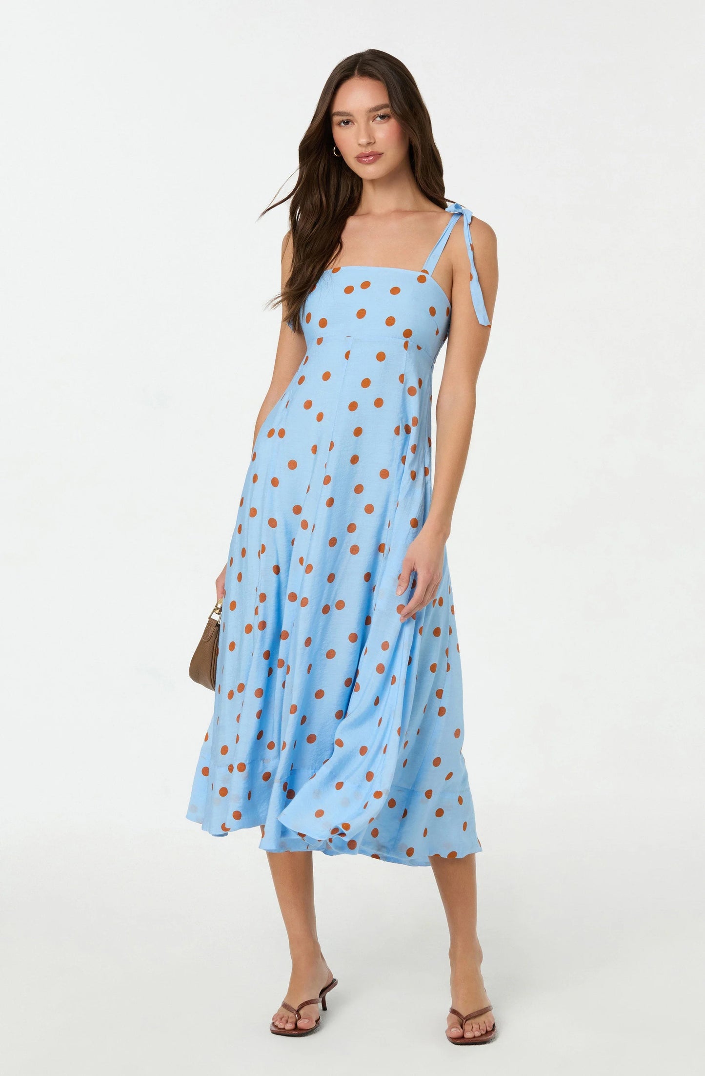 Lilliana Polka Dot Midi Dress - Blue Polkadot