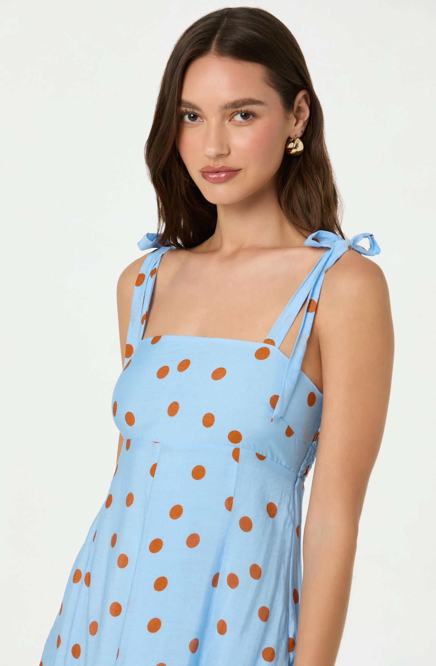 Lilliana Polka Dot Midi Dress - Blue Polkadot