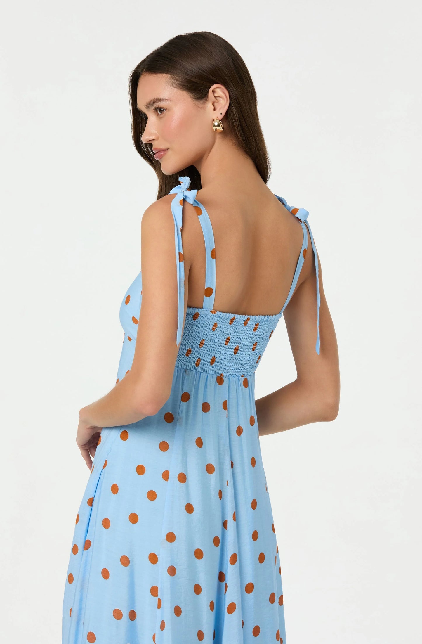 Lilliana Polka Dot Midi Dress - Blue Polkadot