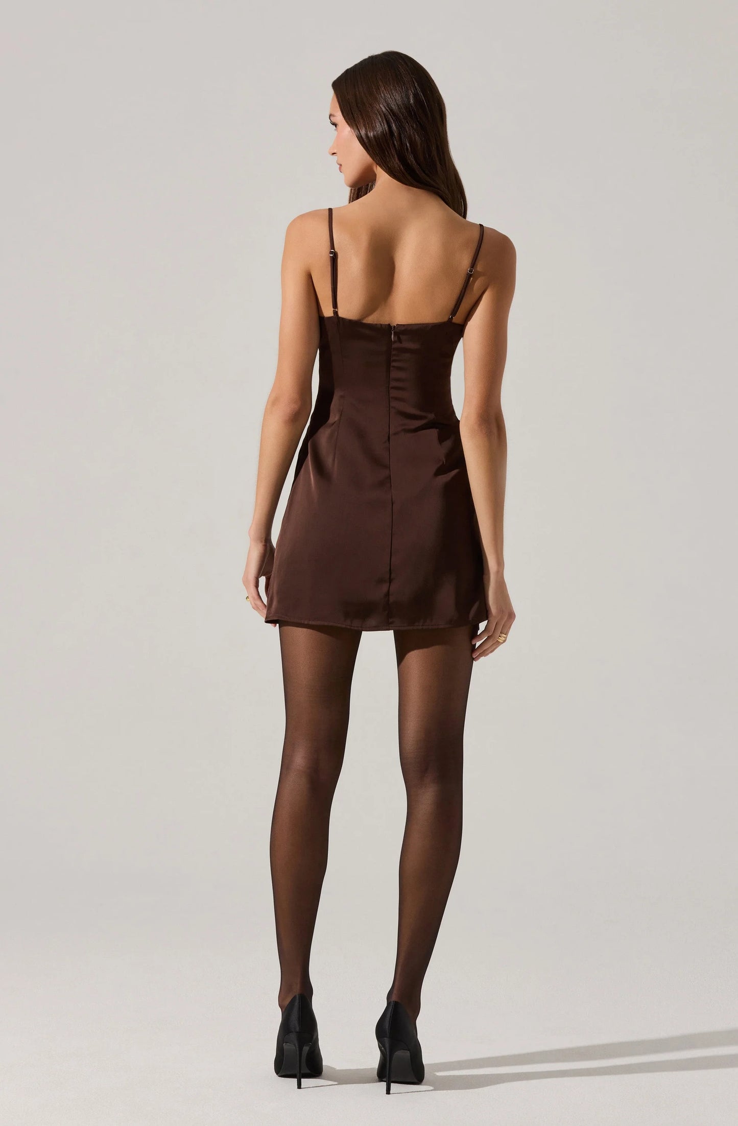 Jenness Satin Mini Dress - Brown