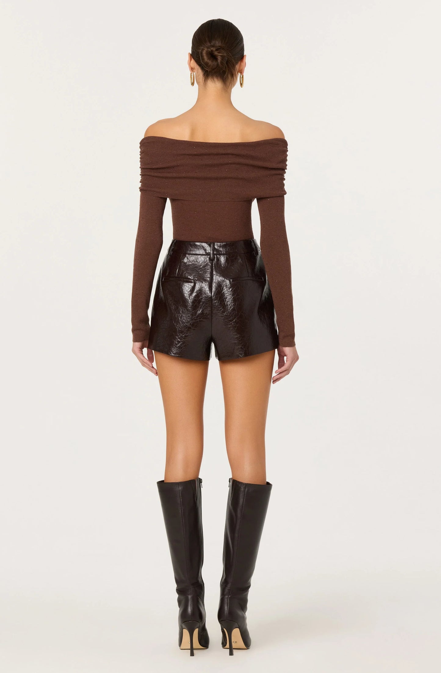 Wynn Faux Leather Shorts - Dark Brown