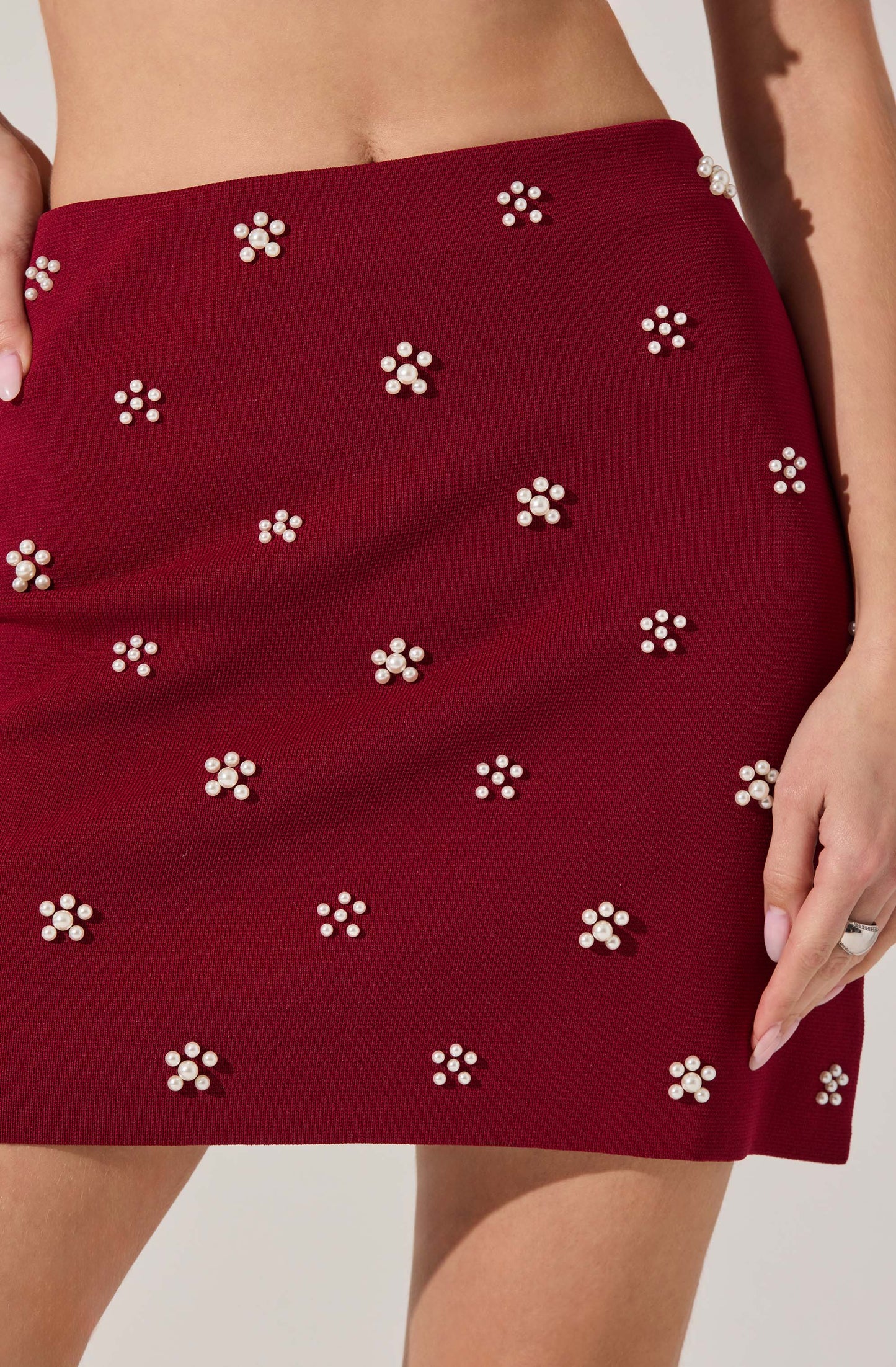 Osanna Embellished Sweater Skirt - Scarlet Red