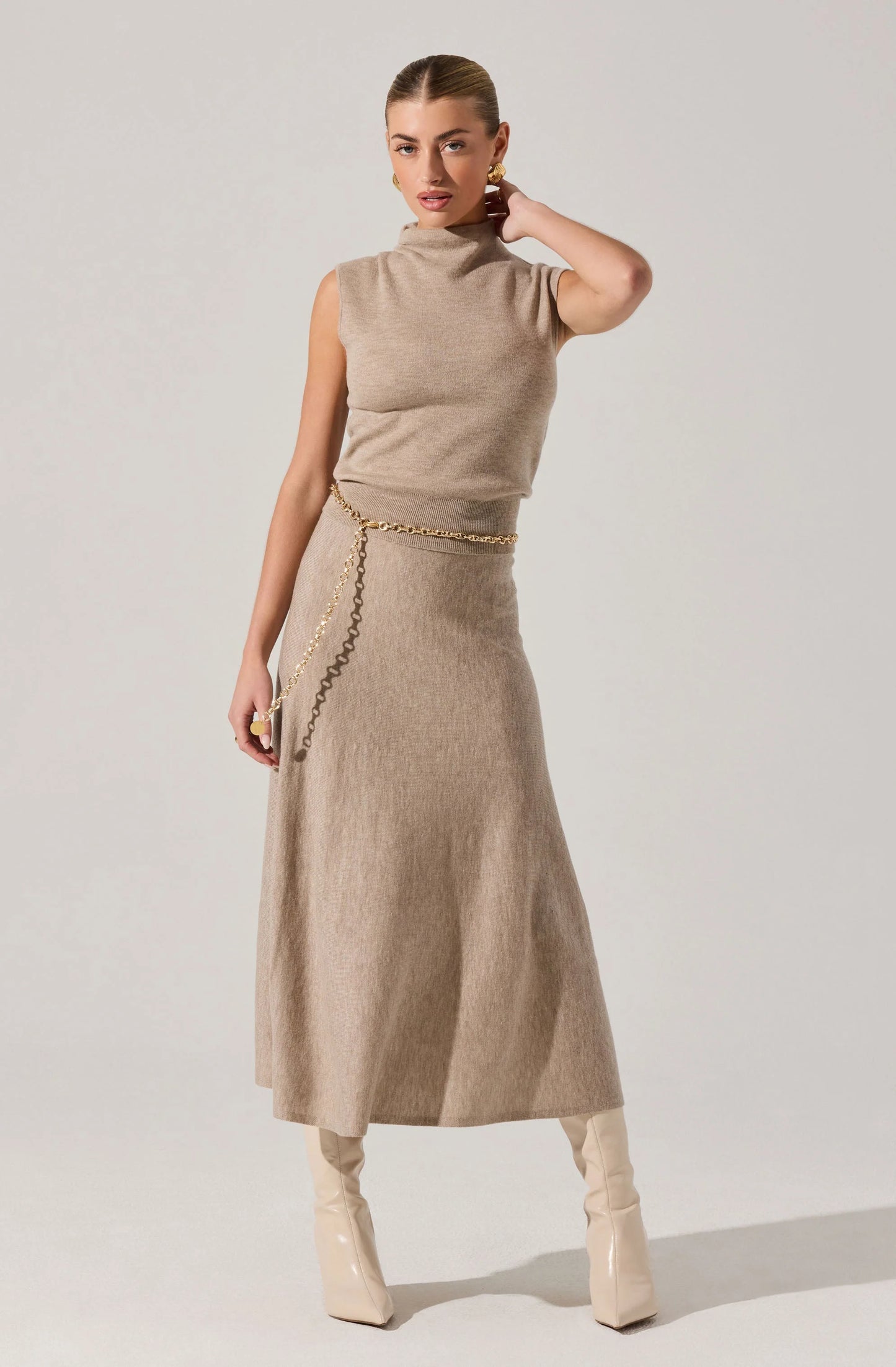 Deora Midi Sweater Skirt - Taupe