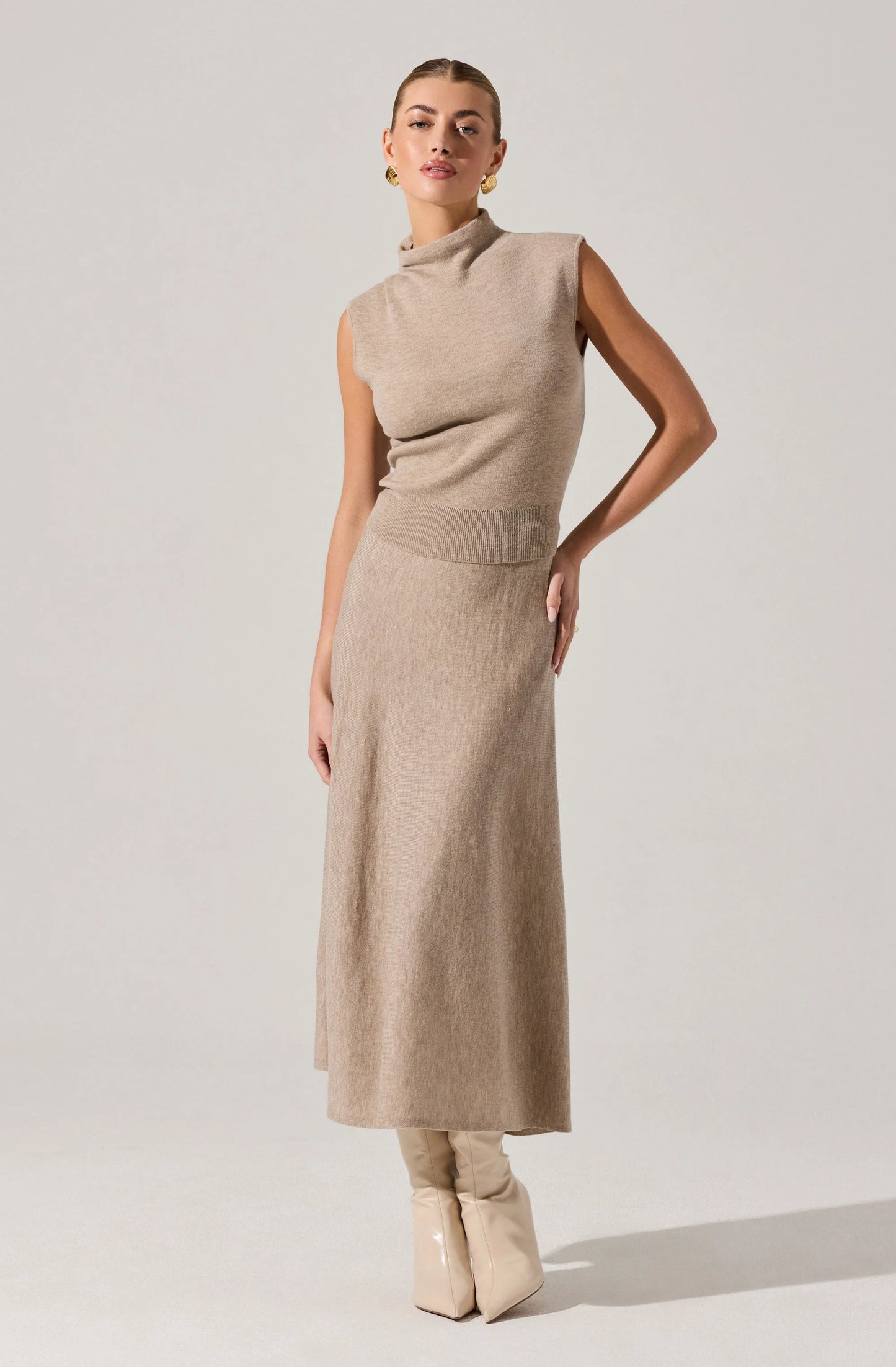 Deora Midi Sweater Skirt - Taupe