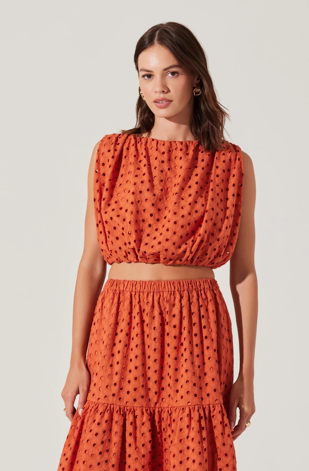 Nalley Eyelet Crop Top - Rust