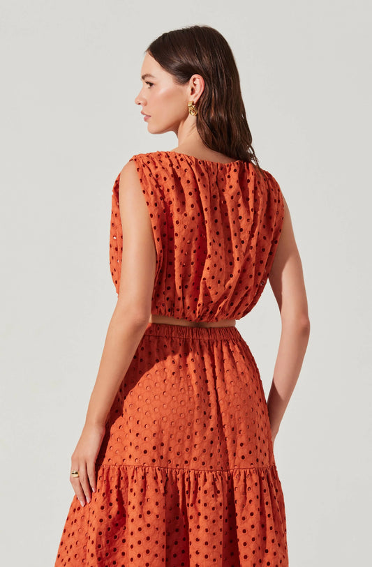 Nalley Eyelet Crop Top - Rust