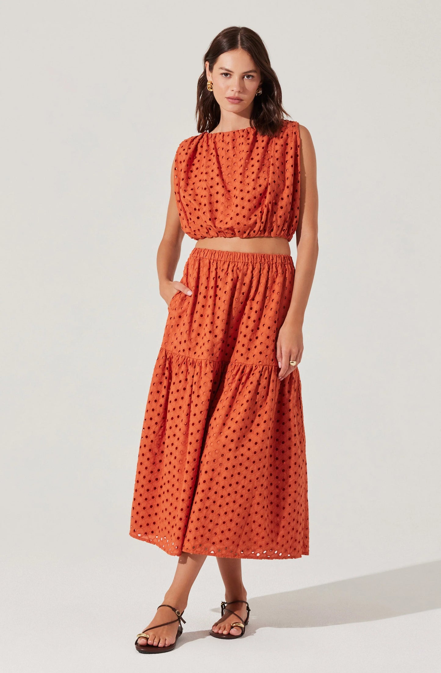 Nalley Eyelet Crop Top - Rust