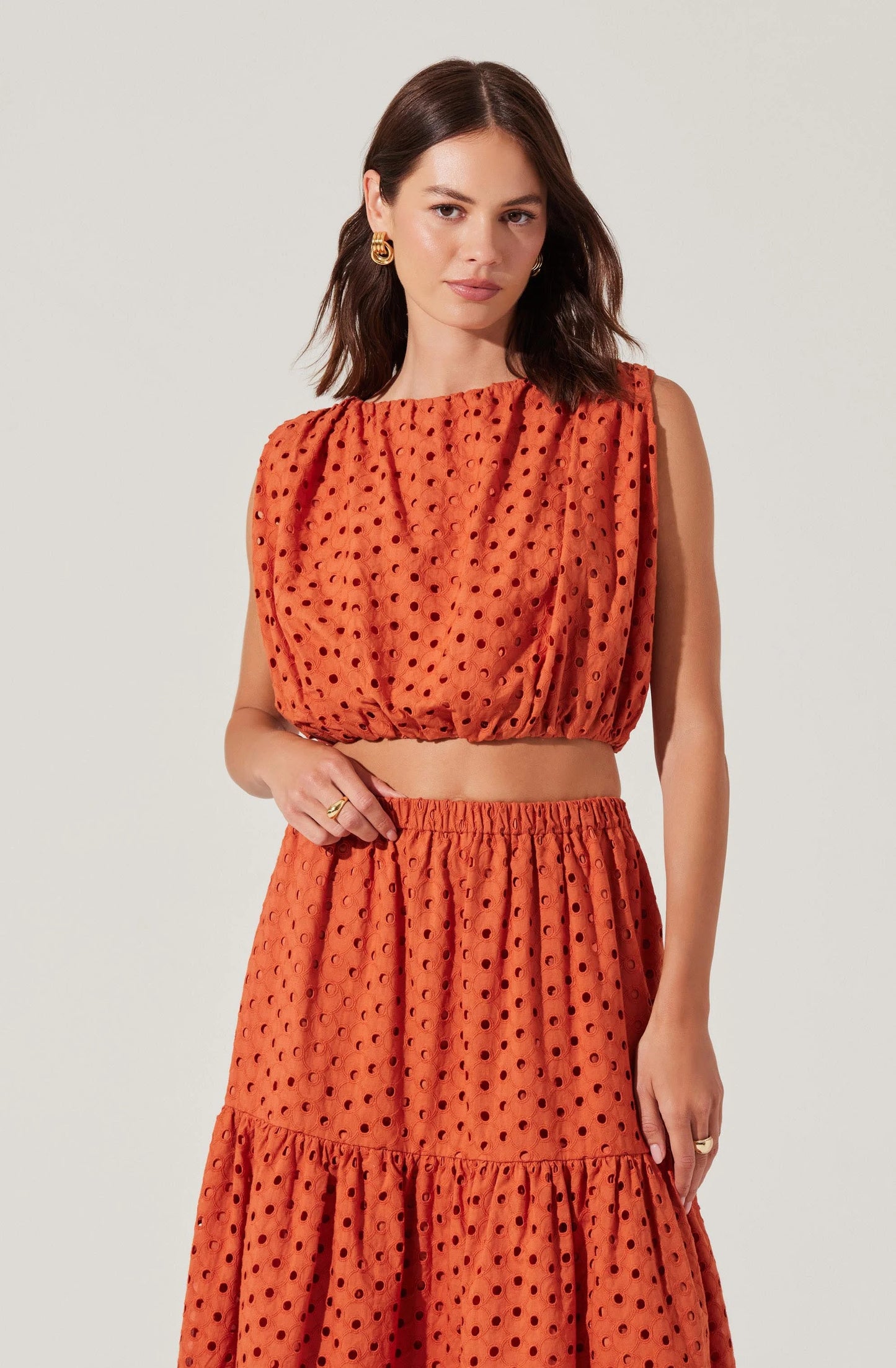 Nalley Eyelet Crop Top - Rust