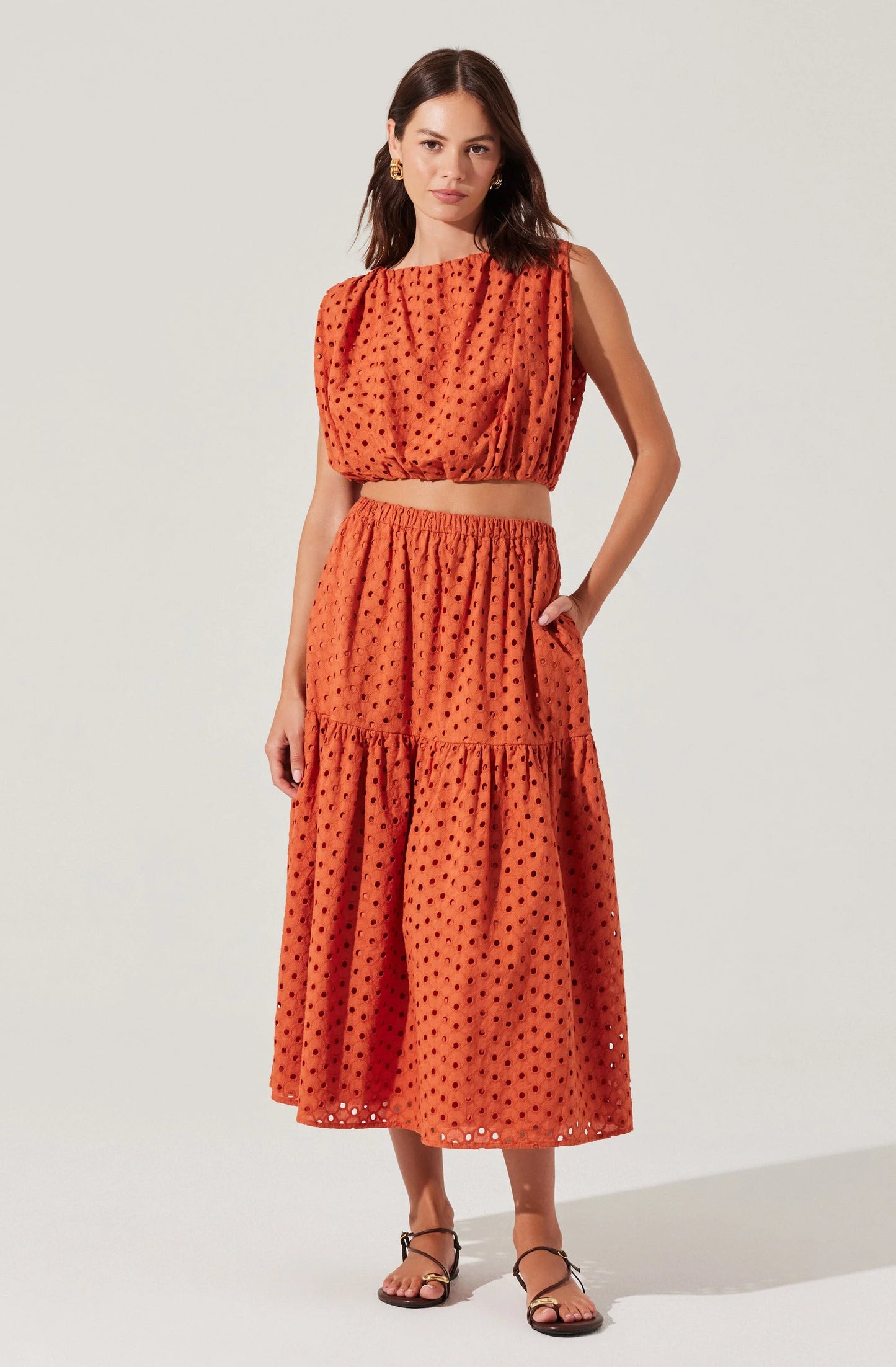 Nalley Eyelet Crop Top - Rust