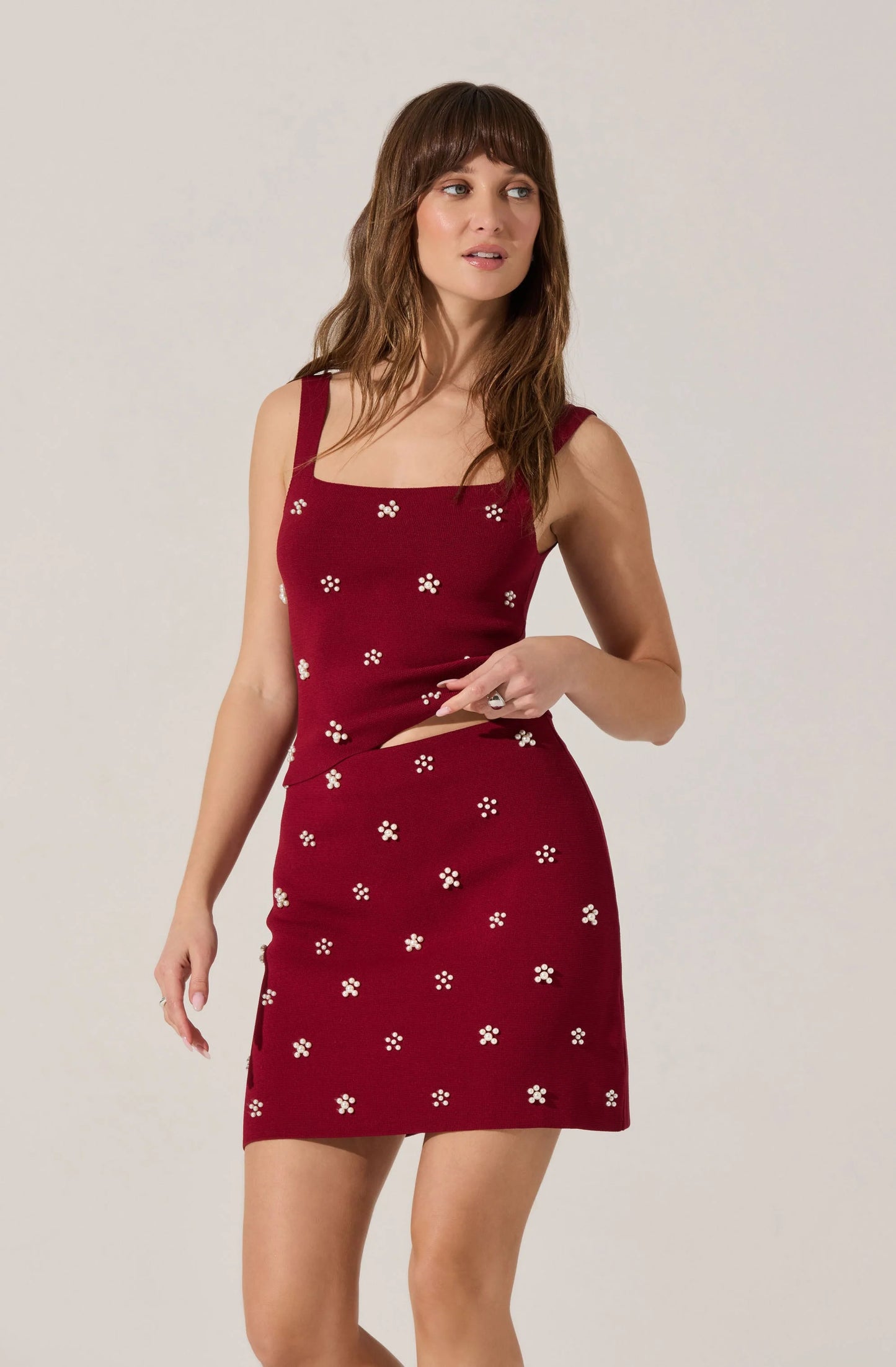 Osanna Embellished Sweater Top - Scarlet Red