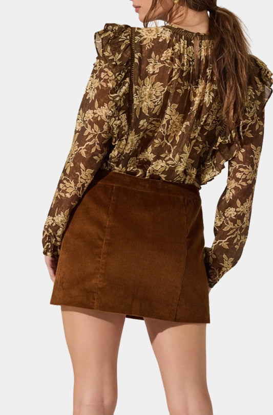 Doria Corduroy Skirt - Camel