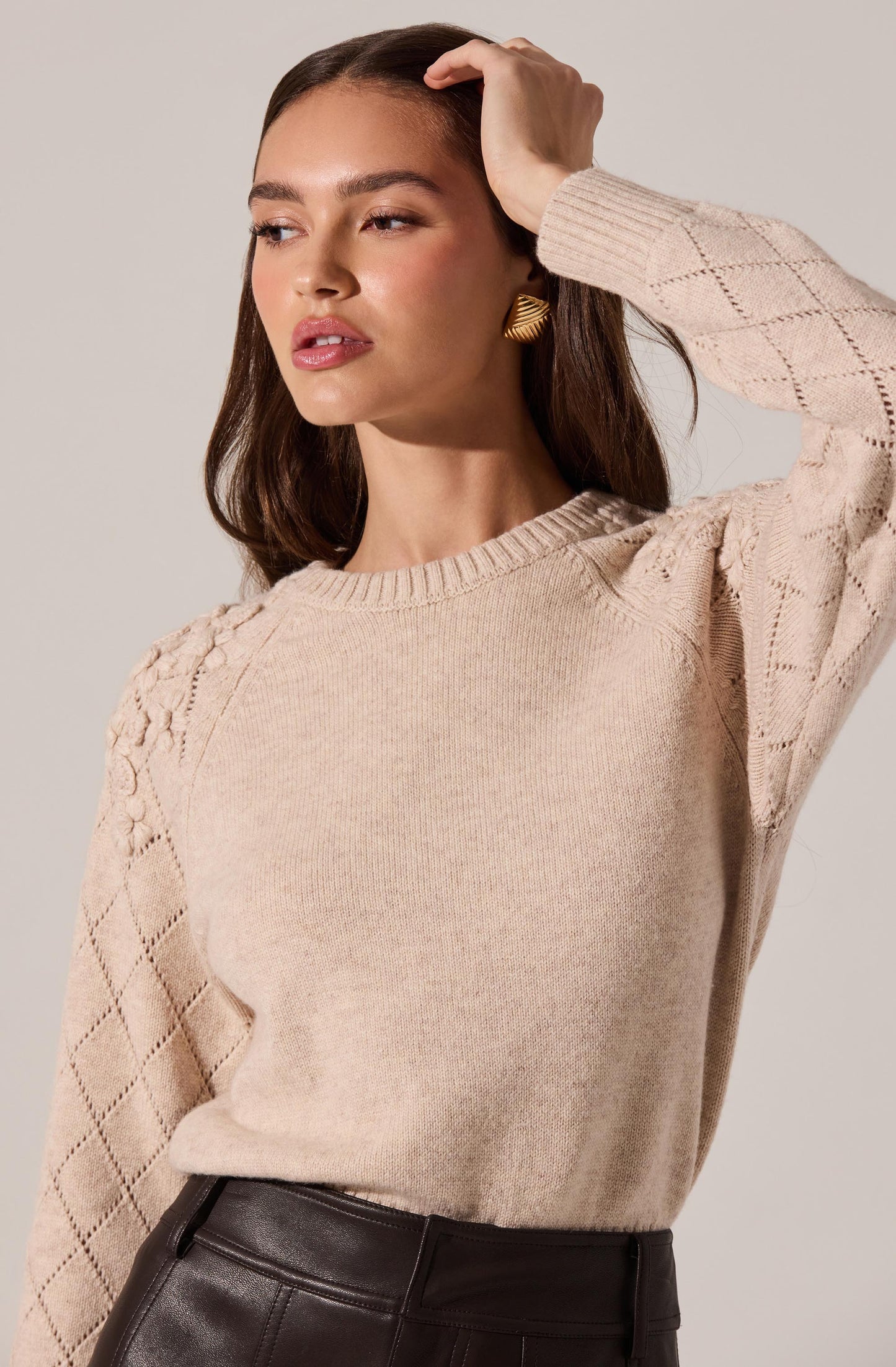 Florine 3D Floral Embroidered Sweater - Oatmeal