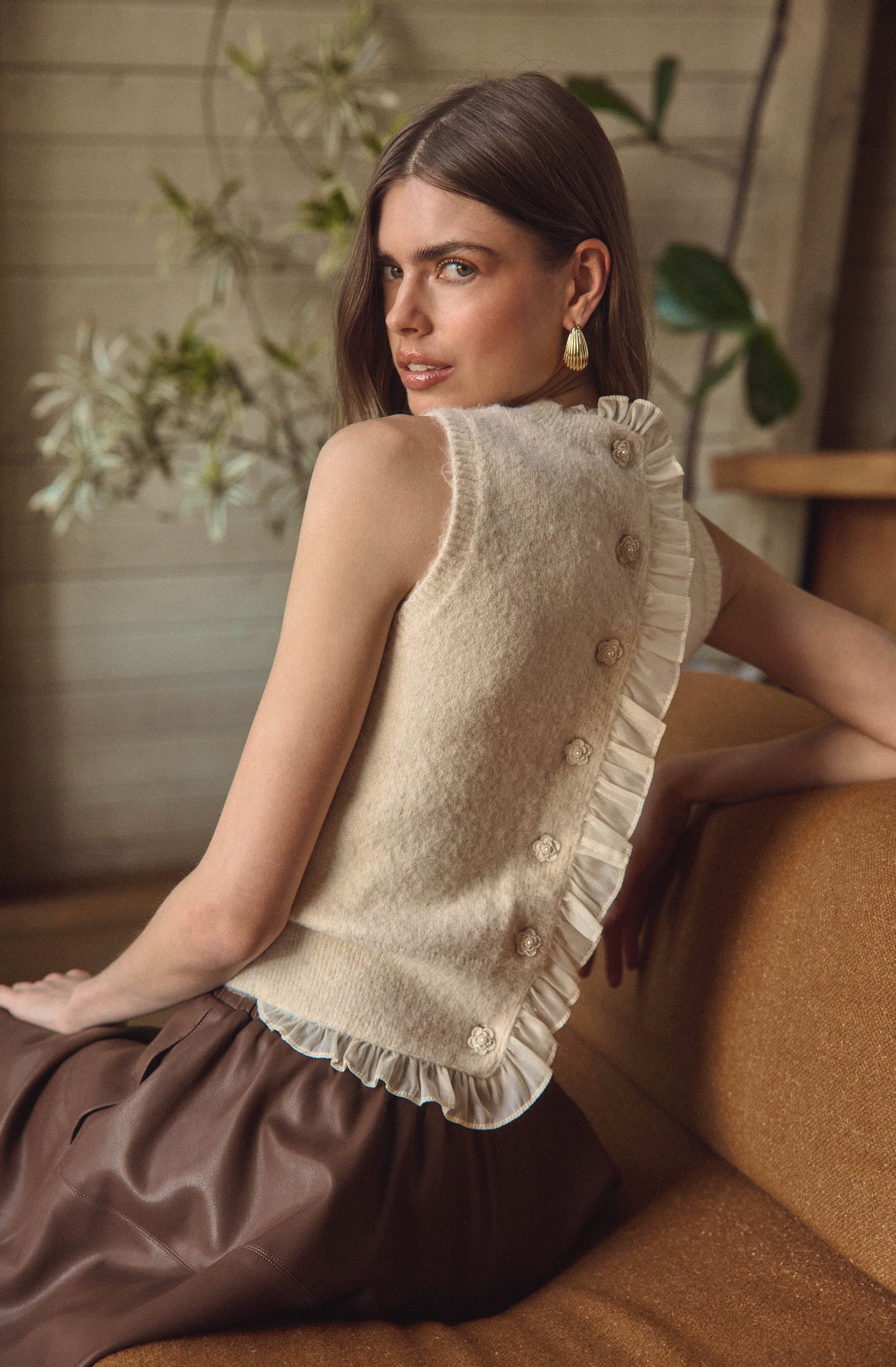 Pernille Cable Knit Sweater Tank - Vanilla