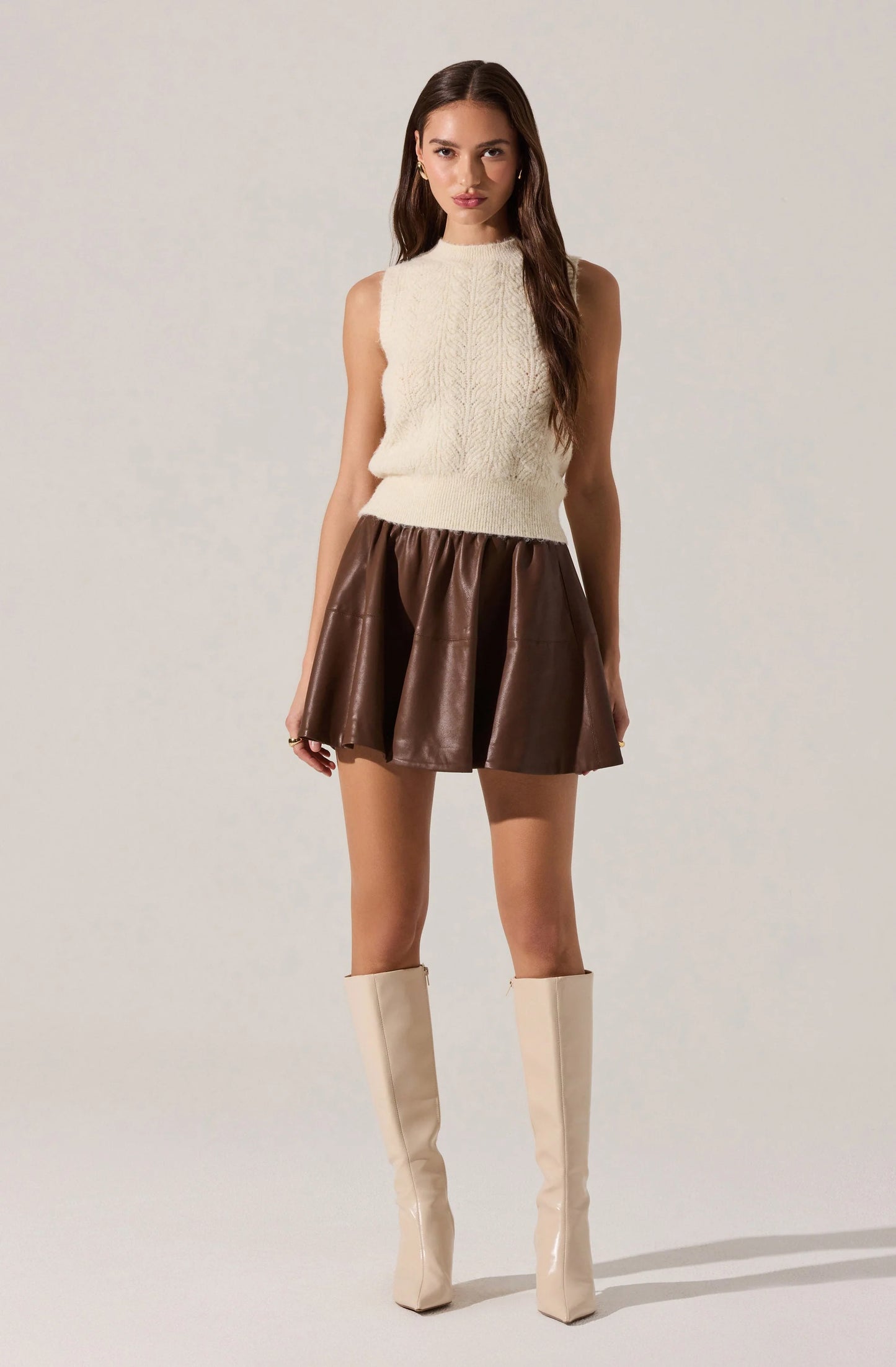 Pernille Cable Knit Sweater Tank - Vanilla