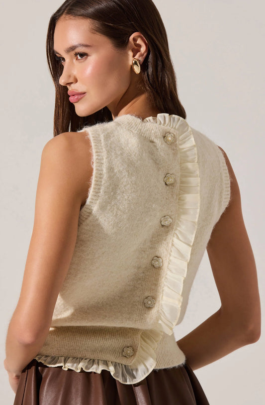 Pernille Cable Knit Sweater Tank - Vanilla