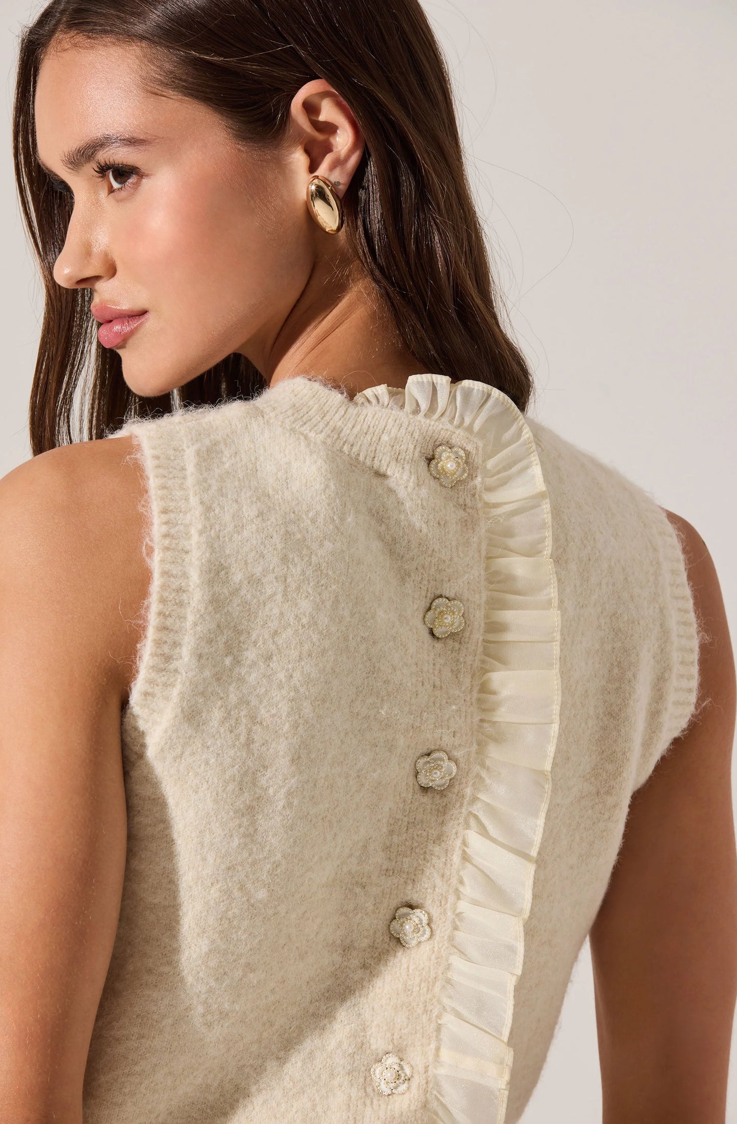 Pernille Cable Knit Sweater Tank - Vanilla