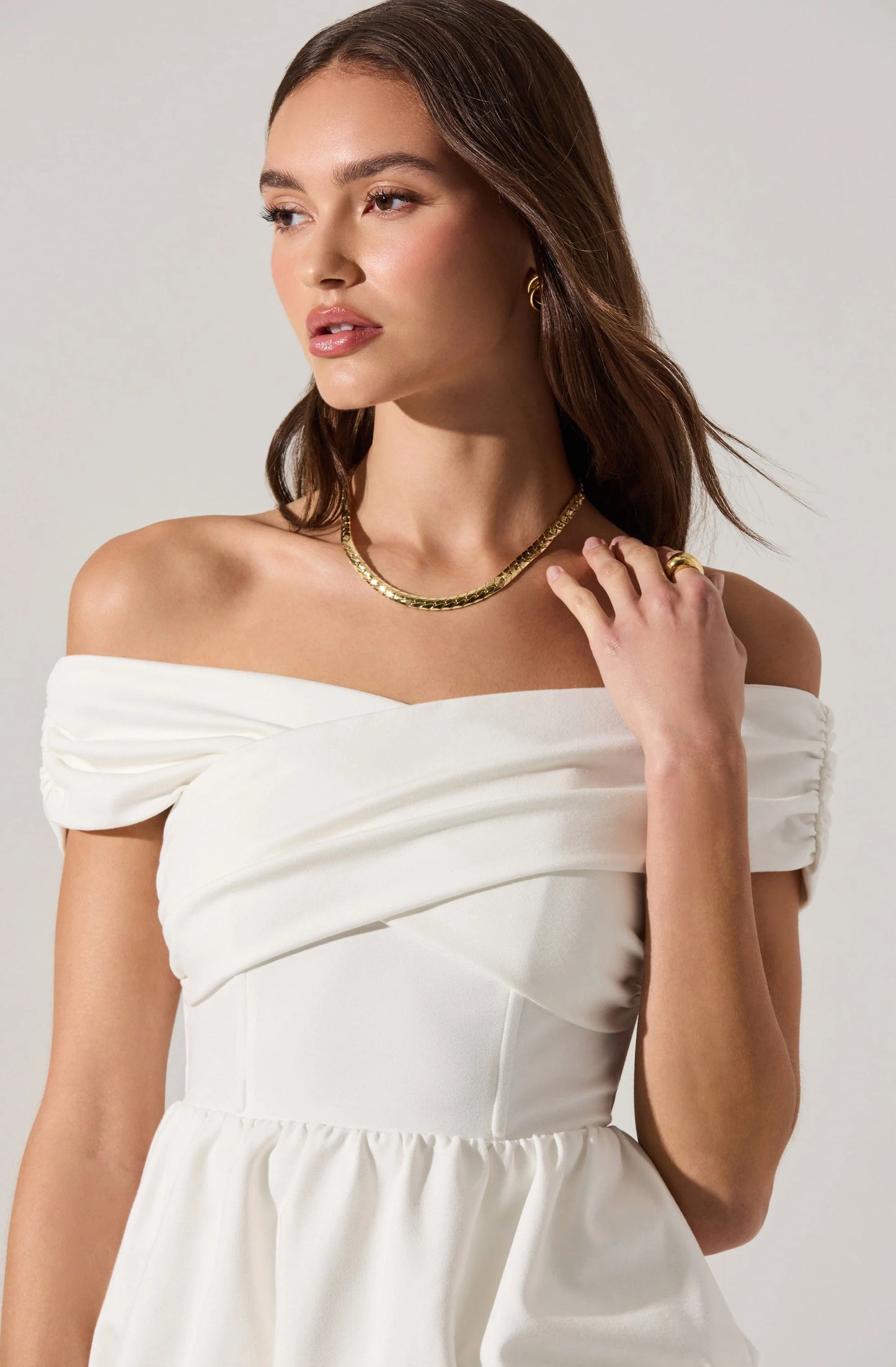 Tennille Off Shoulder Peplum Top - White
