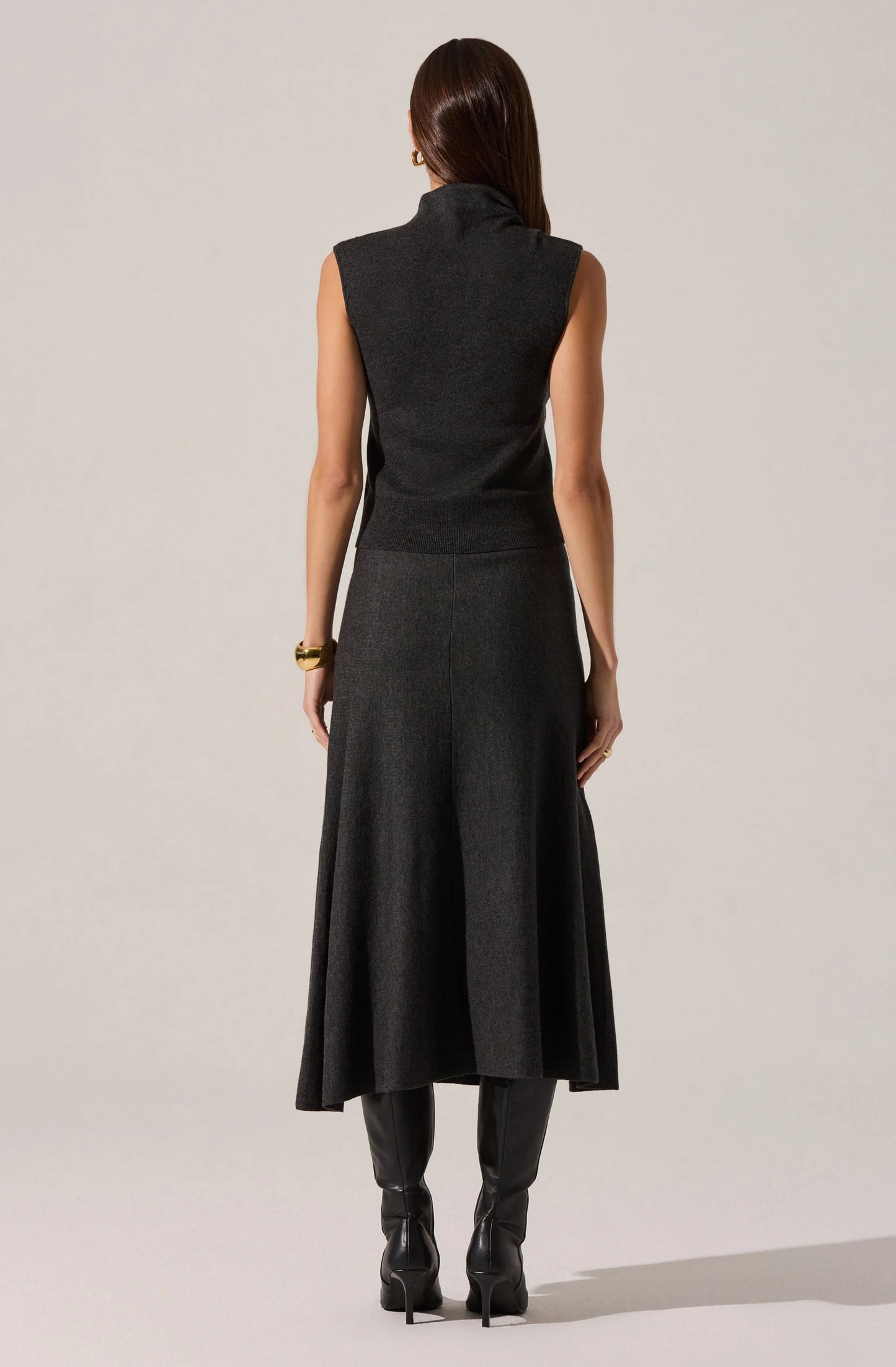 Deora Sleeveless Mock Neck Sweater - Charcoal