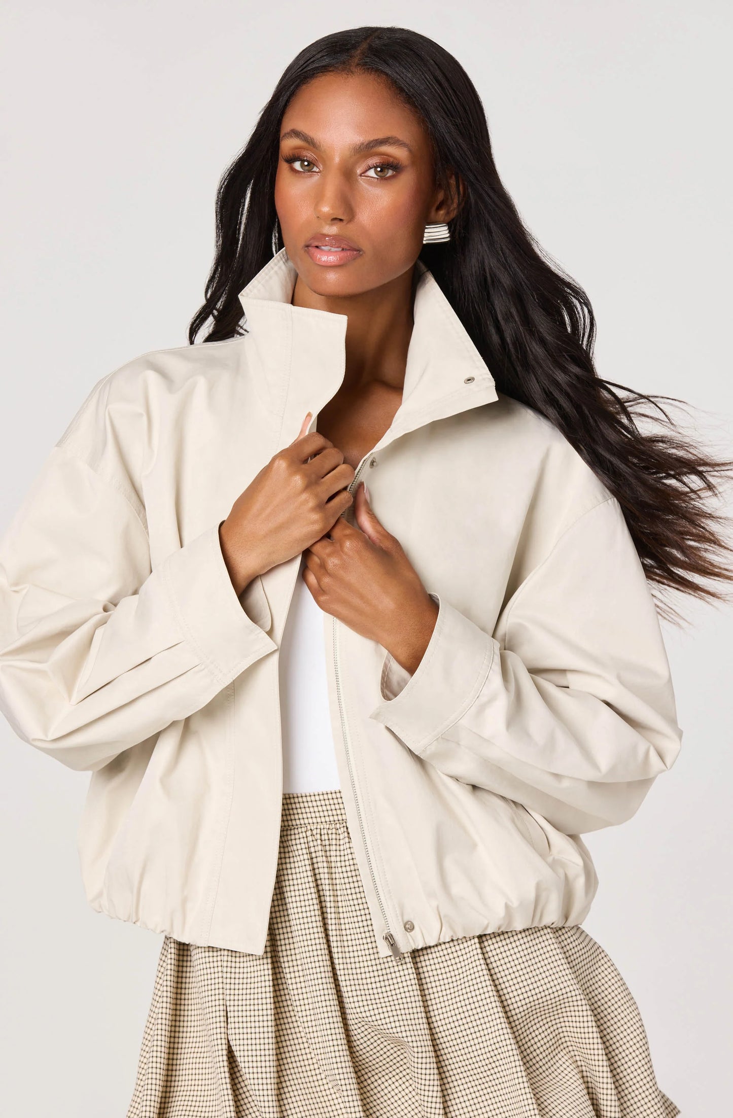 Cooper Oversized Bomber Jacket - Bone