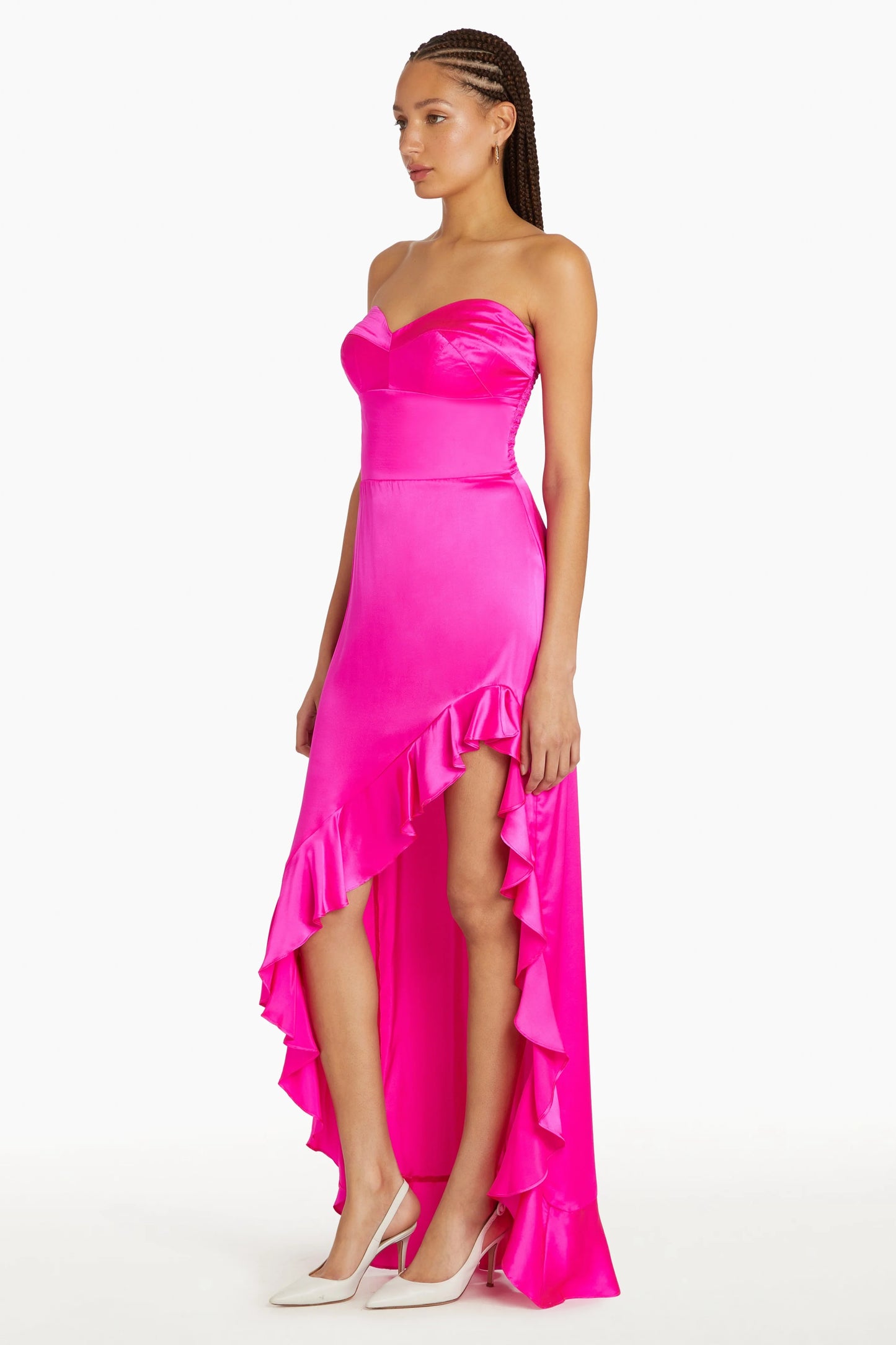Amalia Silk Gown - Hot Pink