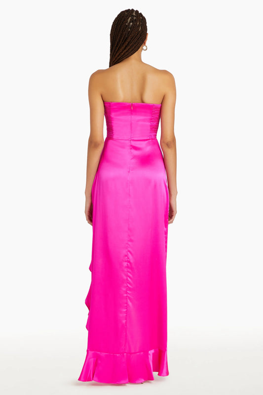 Amalia Silk Gown - Hot Pink