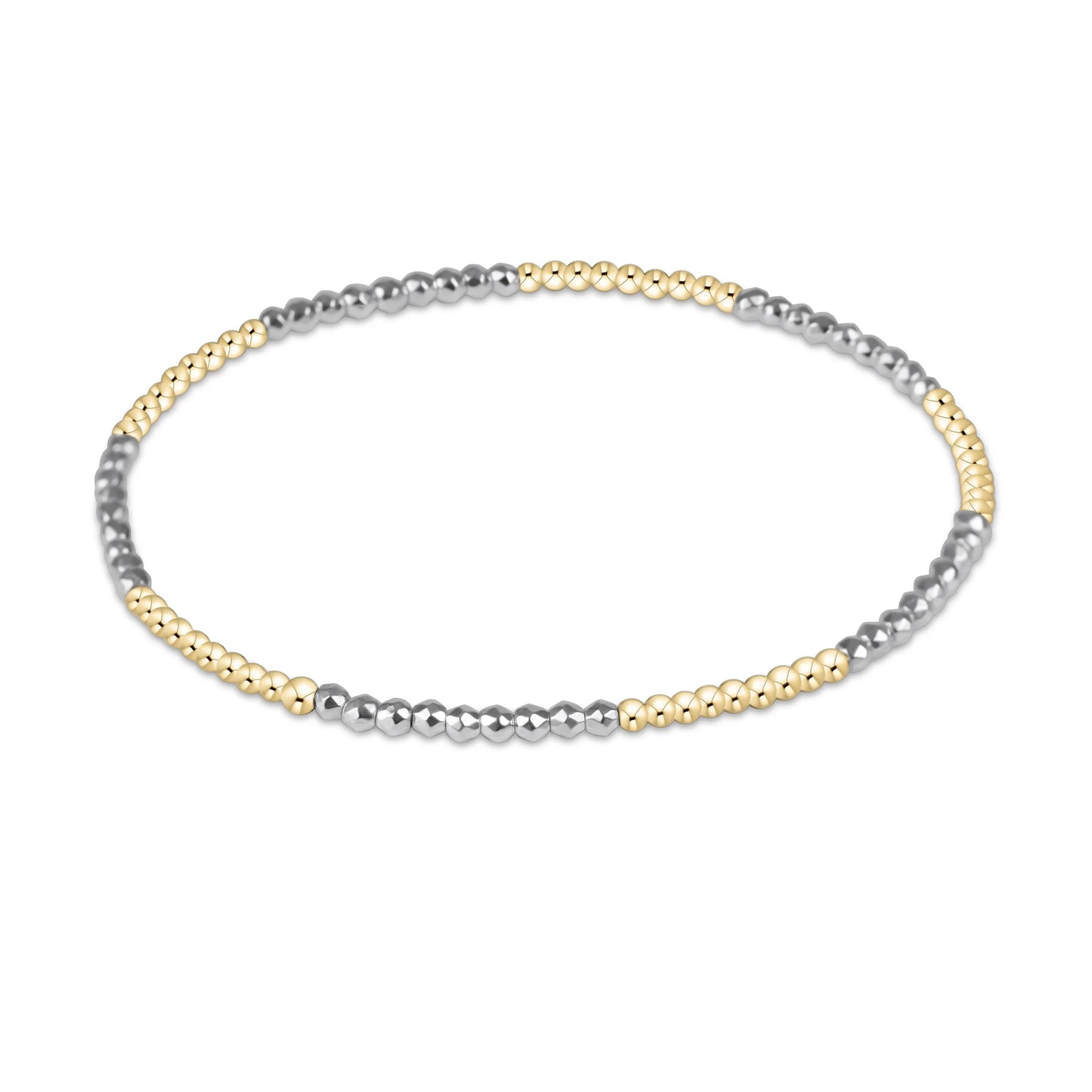 Blissful Pattern 2mm Bead Bracelet - Bright Silver Faceted Hematite