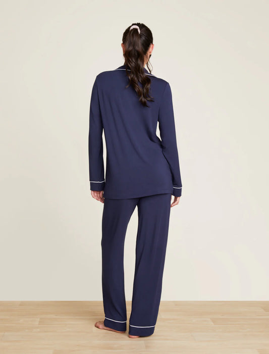 Luxe Milk Jersey® Piped Pajama Set - Indigo/Pearl