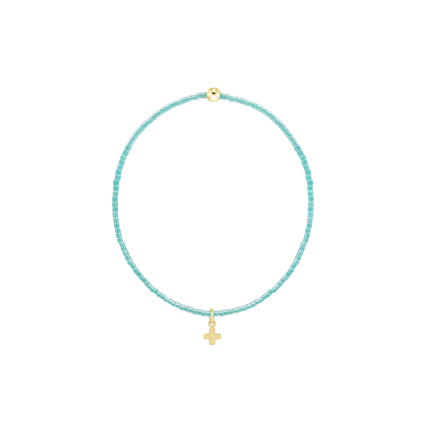 Hope Classic Bracelet - Signature Cross Small Gold Charm - Sea Glass