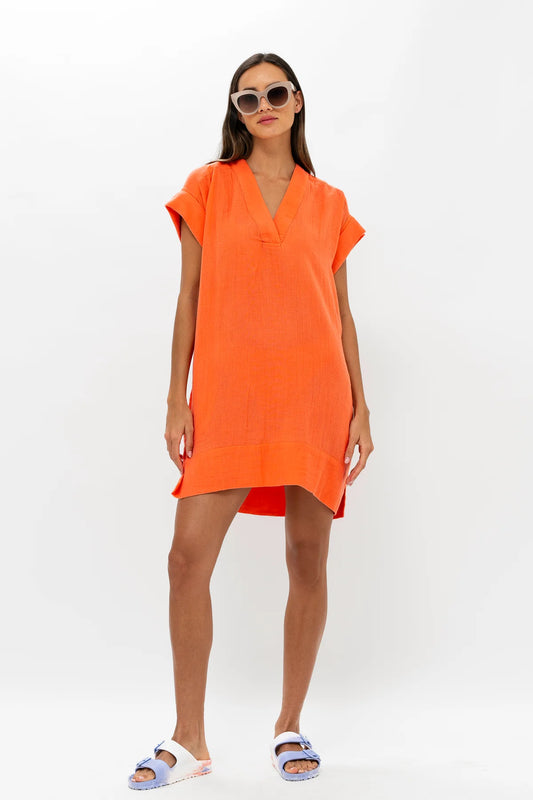 Oliphant - V-Neck Roll Sleeve Mini - Bahama Orange