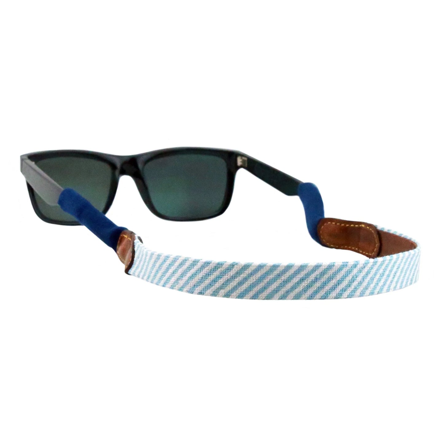 Blue Seersucker Sunglass Strap