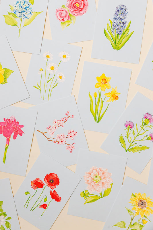 Blue Botanical 5x7 Prints - Rose