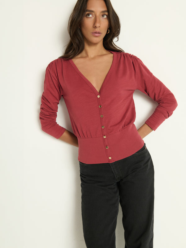 Colette Cardigan Top - Russet
