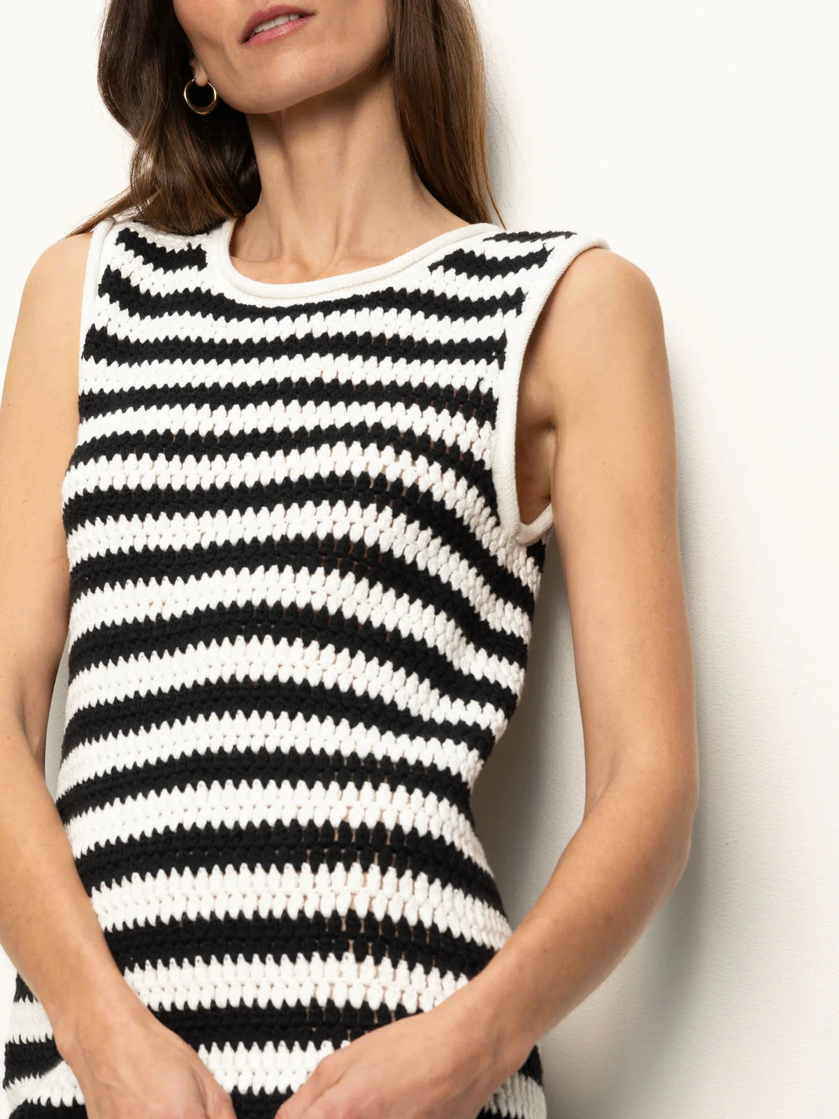 Summer Shell Dress - Chalk Black Stripe