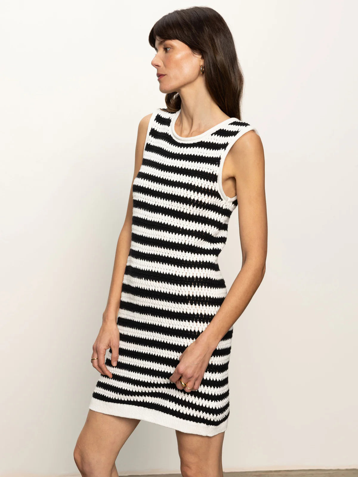 Summer Shell Dress - Chalk Black Stripe