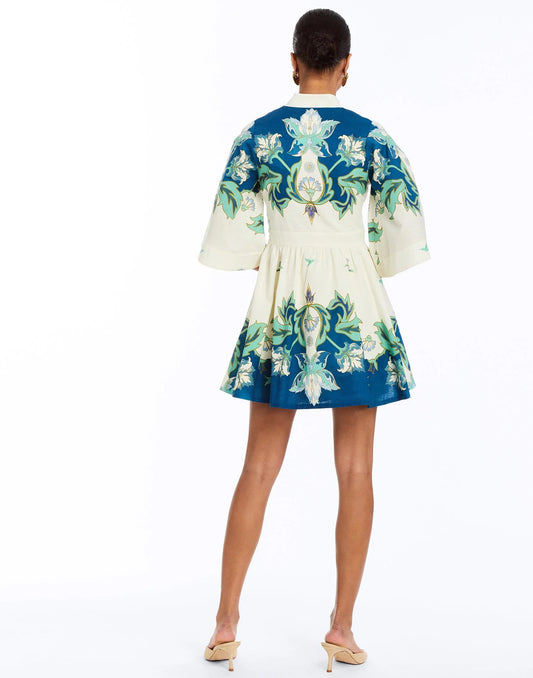 Mestiza - Carmen Mini Dress - Blue/Ivory Garden Mirage
