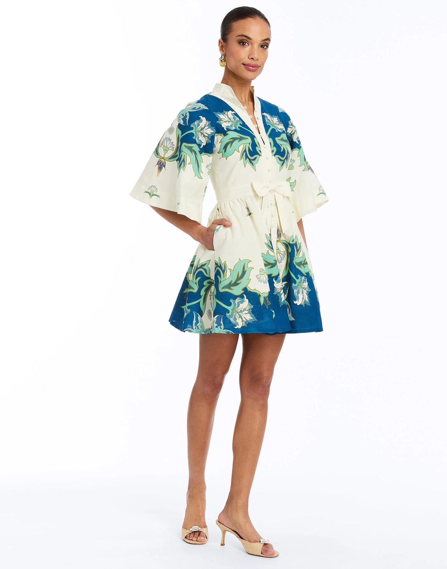 Mestiza - Carmen Mini Dress - Blue/Ivory Garden Mirage