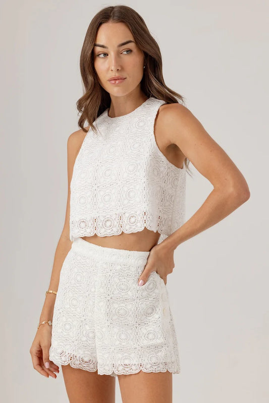 Sundays - Lace Jame Shorts - White Coastal Lace