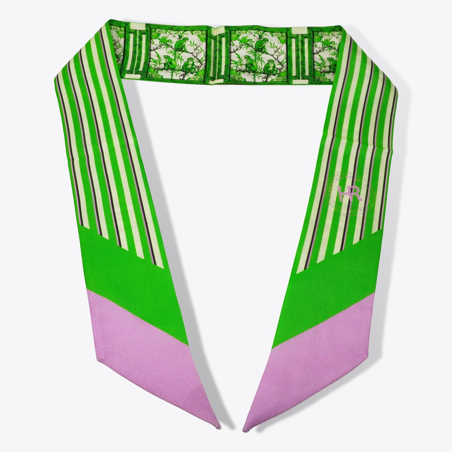 Mini Calista Clear + Chinoiserie Monkeys (Green) Twilly - Oyster