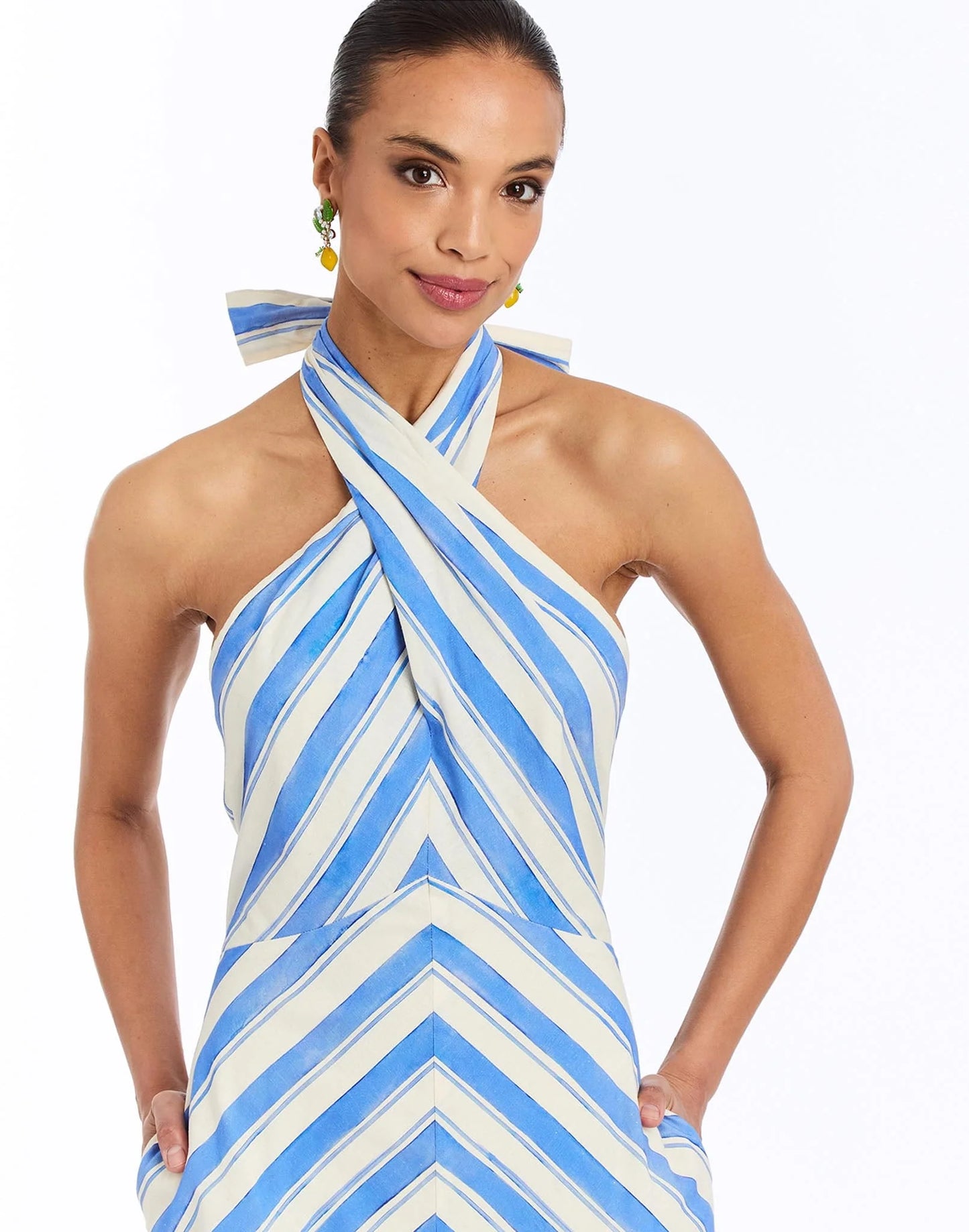 Mestiza - Copacabana Halter Midi Dress - Blue/Ivory Santorini Stripe