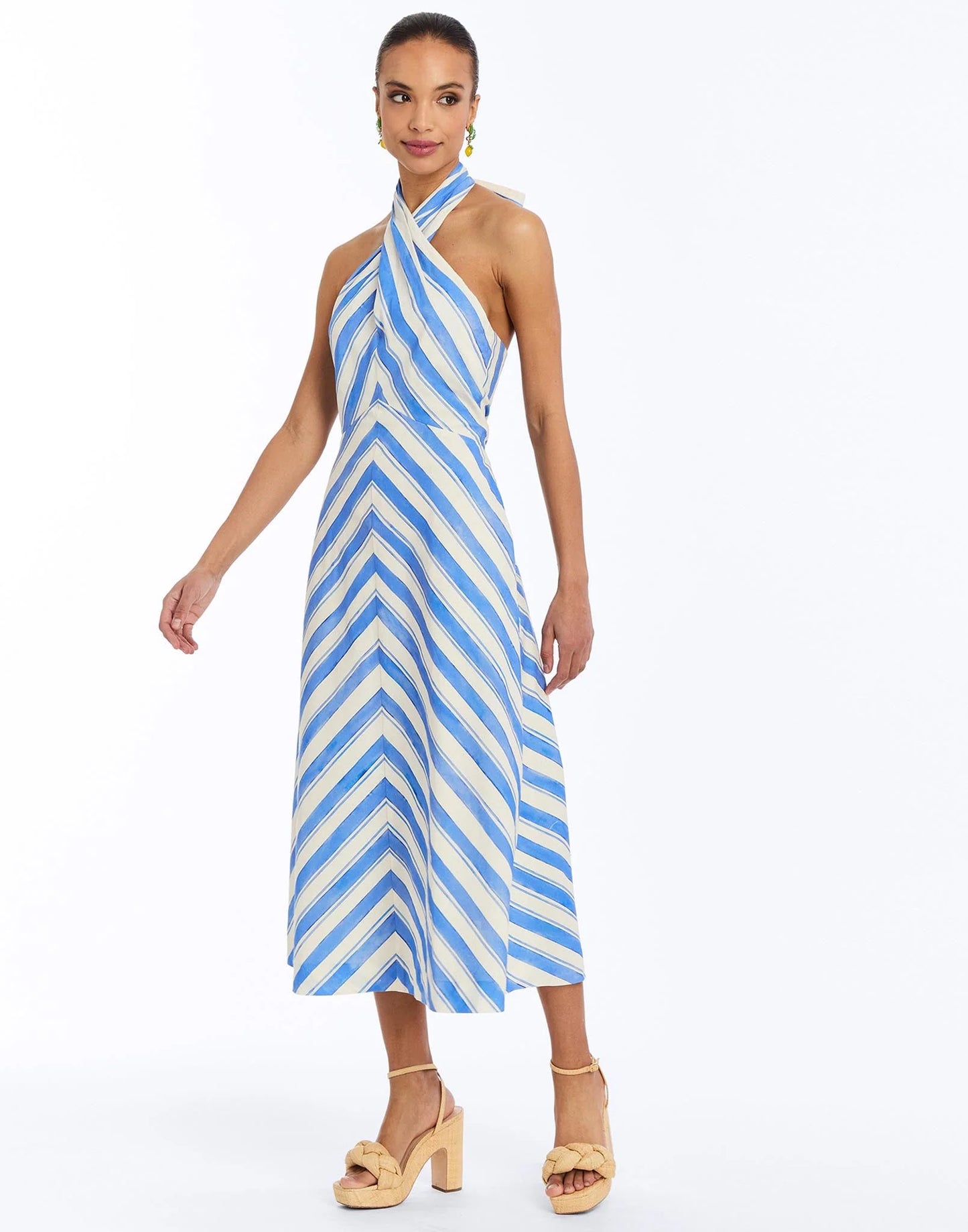 Mestiza - Copacabana Halter Midi Dress - Blue/Ivory Santorini Stripe