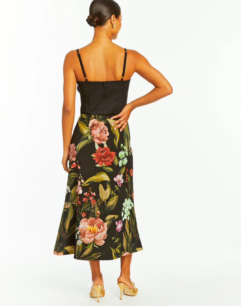 Dominique Flower Top - Black
