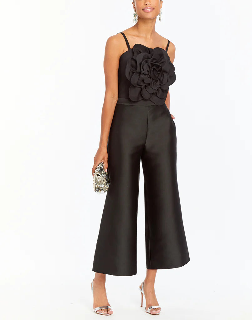 Dominique Flower Top - Black