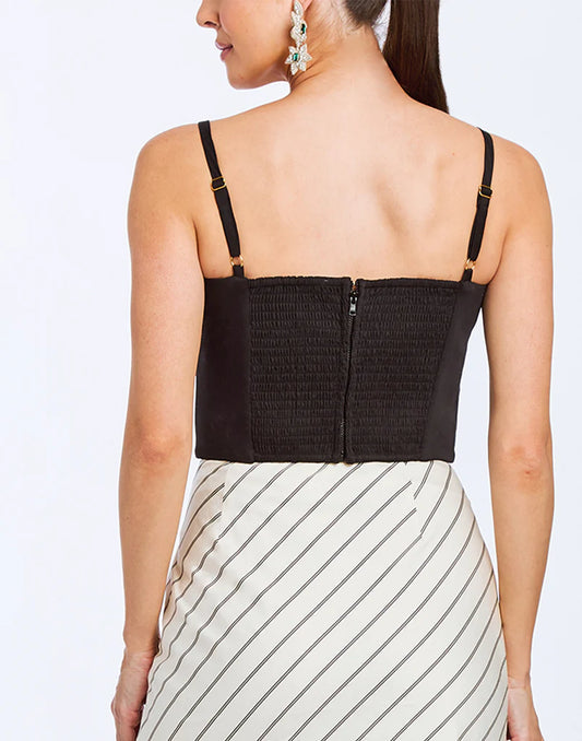 Dominique Flower Top - Black