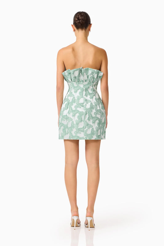 Lisette Ruffle Mini Dress in Sea Green