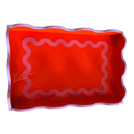 Rectangle Wavy Line Tray - Orange/Lavendar